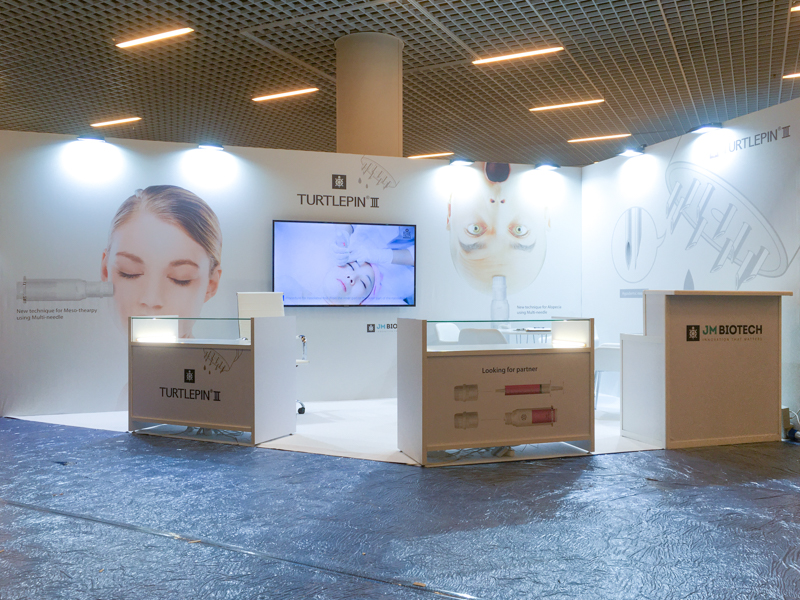 At MCA Live in Monaco we have built a bit of an odd 24sqm corner stand with and angled edge for JM BioTech.